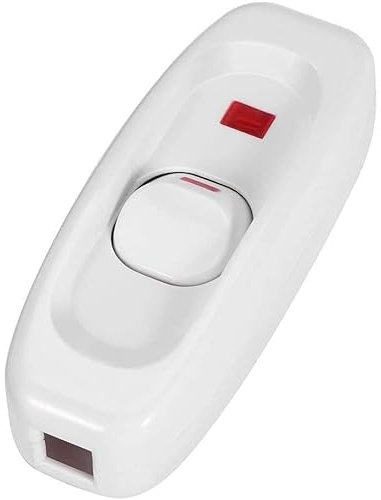 CABLEPELADO Interruptor LED Pasante Aéreo Unipolar para Lámpara, Cable Eléctrico, Escritorio, Indicador LED, 250V 10A, Blanco