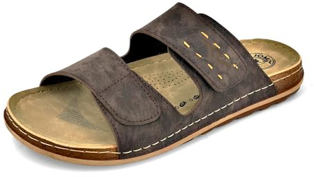 JOMIX Ciabatte Uomo Estivi Sandali Eleganti Bassi Ragazzi Pantofole Slip On da Mare Spiaggia TU2003 (Marrone, 45)