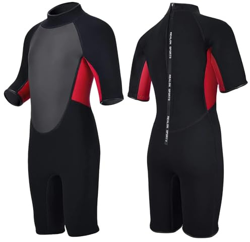 REALON Kids Wetsuit for Girls Boys Toddler and Youth 3mm Neoprene Child Full Wet Suits Warm in Cold Water Thermal Swimsuit Back Zip for Swimming Diving Jet Skiing Surfing