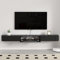 Pmnianhua Massivholz, TV-Hängeschrank, TV-Regal, TV-Möbel zum Aufhängen mit 2 Schubladen und 1 Glastüren, schwebende TV-Wand, TV-Ständer, schwimmendes TV-Möbel (160 cm/schwarz)