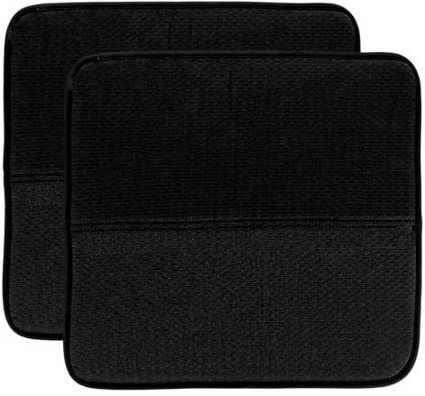 ASelected 2 Pack Microfiber Dish Drying Mats for Kitchen Draining Board Mats 45x40 CM Drainer Mats,Ultra Absorbent Dish Drainer Rack Pad Kitchen Pad for Countertop,Glass,Dish,Plate,Black