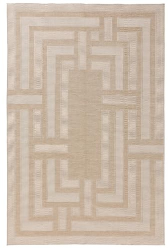 benuta Nest Bronco - Alfombra (140 x 200 cm, fibra sintética, apta para exteriores, rectangular, geométrica, minimalista, fácil de limpiar, para salón y dormitorio)
