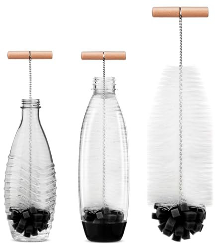 AOOTE Cepillo para Botellas de Cristal,Cepillos para Botellas,Cepillo Adecuado para Botellas SodaStream,Cepillos Limpia Botella de Cristal para Lavar Termos,Botella para Beber (Negro)