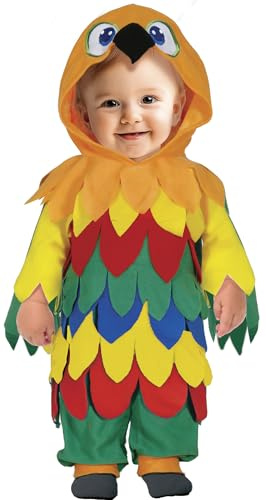 FIESTAS GUIRCA | Costume da Pappagallo Bebè (12-18 Mesi) - Cappuccio e Tuta - Costumi da Animali per Neonati e Bambini Piccoli - Ideale per Halloween, Carnevale e Feste in Maschera - Unisex