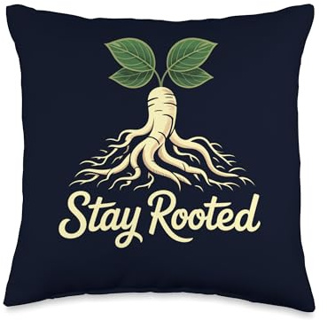 Ginseng Stay Rooted Herbal Nature Wellness Throw Pillow