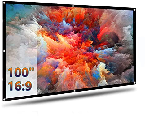 Lisowod Écran de Projection Portable Pliable Extérieur Anti-Plis Projection 100 inch 16:9HD pour Vidéoprojecteurs