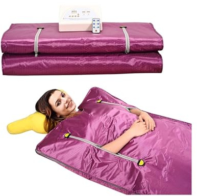 MEIVIYA Manta de Sauna de Infrarrojos lejanos, SPA casero de 2 Zonas, Manta de Sauna ponderada for pérdida de Peso, Terapia Corporal for desintoxicación física(Purple with Zipper)