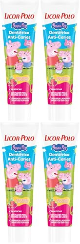 Licor del Polo Kids Edición Peppa Pig - Pasta de dientes para niños sabor frutos rojos, 75ml (Paquete de 4)