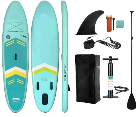 Tavola da Surf Gonfiabile Addensare Tavola da Surf in PVC Stand Up Paddle Board con Borsa di Stoccaggio per Spiaggia al Mare Sci Nautico Antiscivolo EVA Deck Pad Tipo di (Verde)