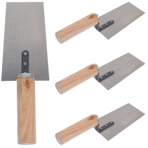 Lurrose Set 4 Pezzi Raschietti per Stucco in Acciaio Inossidabile, Cazzuole per Intonaco e Finitura, Strumenti Manuali per Lavori di Muratura e Fai da Te