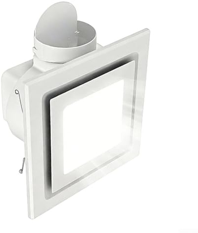 Extractor para baño silencioso con luz LED integrada, funcionamiento ultrasilencioso de 0,9 sones, potente eliminación de vapor y humedad para baños (25 cm)