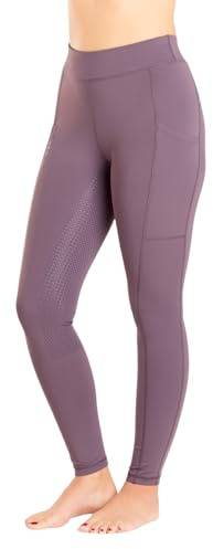 Harry Hall. Classic Ladies Pull On Riding Tights with Full Silicone Seat - Two Phone Pockets - 4 Way Stretch Fabric - Deep Waistband - Soft Feel - Machine Washable