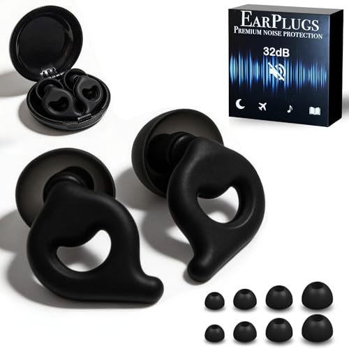 TAPONES PARA DORMIR, Tapones para Oídos de Silicona Reutilizables, Reducción de Ruido 32 dB, Ultra Cómodos y Ergonómicos, Antiruido para Dormir, Viajar, Estudiar, Trabajar y Conciertos