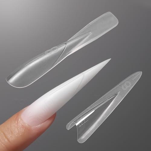 Original Sandwich Dual Nail Forms,15 misure, 240 pezzi, doppie forme per estensione rapida delle unghie con gel di costruzione, stampi per unghie in poligel per manicure domestica (W560-Stiletto)