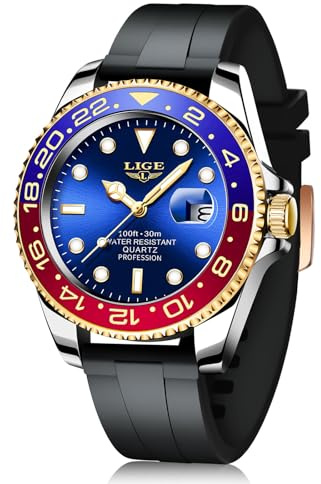 LIGE Montre Homme Quartz Étanche Calendrier Lumineuses | LIGE Montre Homme, Quartz Analogique, Acier Inoxydable 3ATM Étanche, Aiguilles Lumineuses, Classique Minimaliste Luxe