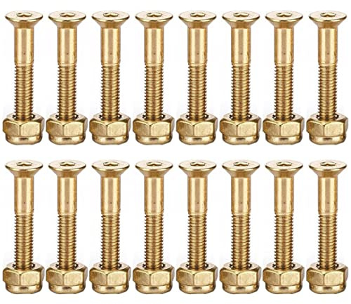 Uanqfegy Skateboardskruvar – 16 st 25 mm longboard hårdvaruset, skate bridge spiktruckskruvar för ersättning guld