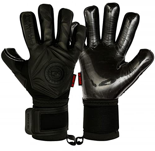 GK Saver Football Goalkeeper Gloves Professional 3D Blackout Goalie Savefingers Gloves (3D Black NF 9)