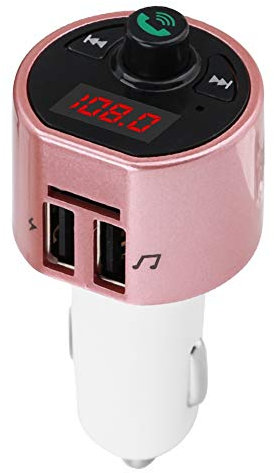Bluetooth FM-Transmitter für Auto Auto Wireless Bluetooth Audio Transmitter FM-Radio-Adapter Dual-USB-Ladegerät MP3-Player(Rosa)