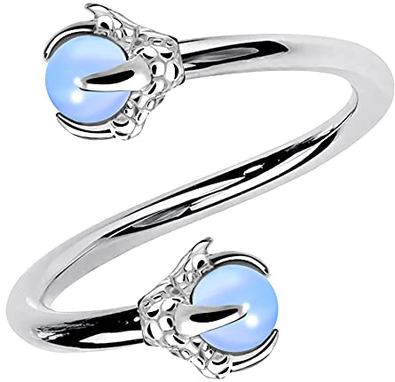 OUFER Piercing Oreille Cartilage Piercing Helix en Acier Chirurgical 316L avec Opale Griffe de Dragon Piercing Nez, Lèvre et Piercing Nombril Anneau de Nez Piercing Bijoux de Corps 16G