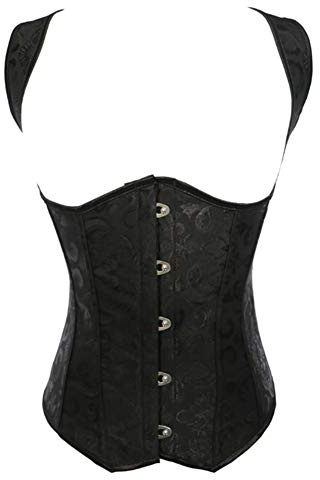 DISSA Corset Femme Sous Poitrine Acier Bretelles,EU 34-52 | Jacquard, sous poitrine, bretelles, busk, laçage, acier, style gothique