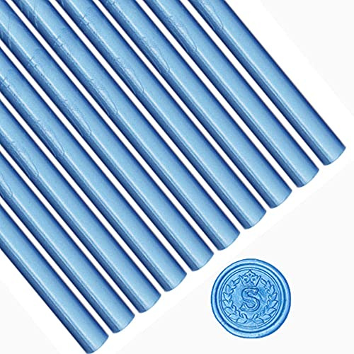 Anbose - Lot de 10 bâtons de cire à cacheter pour cachet de cire vintage pour invitations de mariage, enveloppes de lettres - Bleu