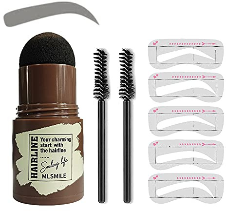 GL-Turelifes Kit de plantillas y sellos para cejas, maquillaje perfecto para sellos en polvo para cejas con 10 plantillas reutilizables para cejas y 2 pinceles para cejas (Negro natural)