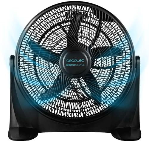 Cecotec Ventilateur Industriel de Sol EnergySilence 2000 FloorFlow, 90W, Diamètre 20 (50 cm), 3 Vitesses, 5 Pales Aérodynamiques, Utilisation Facile et Intuitive, Sécurité Maximale, Noir