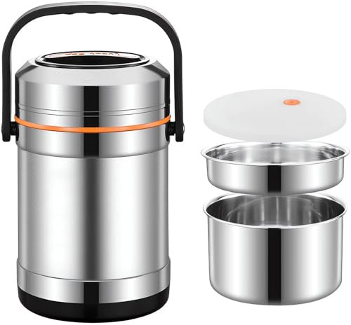 LANMOU Thermobehälter für Essen 2L, Edelstahl Warmhaltebehälter, Groß Thermobecher Essen, Auslaufsicher, 10H heiß/kalt, Thermo Lunchbox für Kinder, Erwachsene, für Büro, Schule, Picknick, Camping