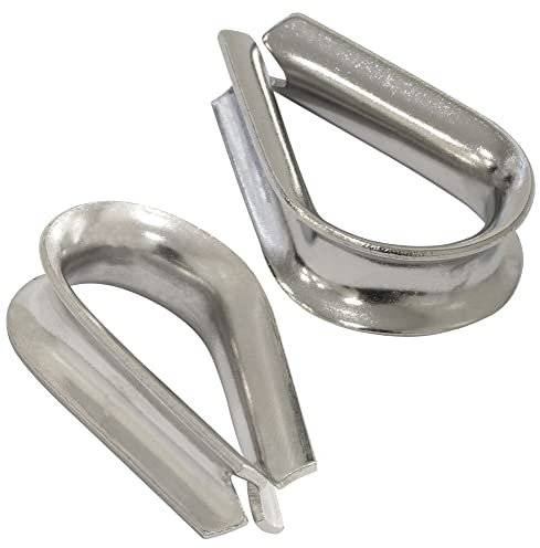 AERZETIX - C65305 - Juego de 2 guardacabos para cable alambre Ø6mm - DIN 6899 - en acero inoxidable A4 - manguito de sujeción sujetacables protección fijación sujetar náutica marina edificio