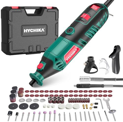 HYCHIKA 170W Herramienta Rotativa, Kit de Herramienta Rotativa de Velocidad Variable con Eje Flexible, 173pcs Kit de Accesorios y Multiherramienta de 8000-35000RPM, Perfecta para Lijar en Detalle