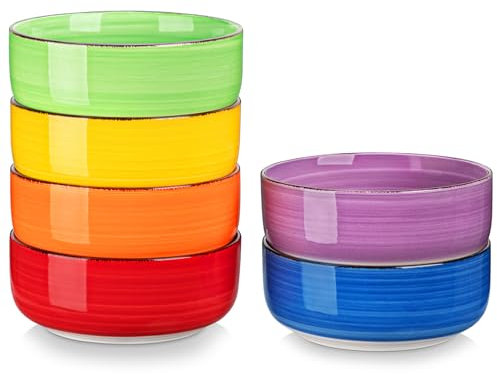 vancasso BONITA Schüssel Müslischalen/Salatschalen 6er Set 720ml, Keramik schüsseln, Salatschüsseln, Suppenschalen, Müslischüsseln, Mikrowellen spülmaschinen und ofenfest, Bunte