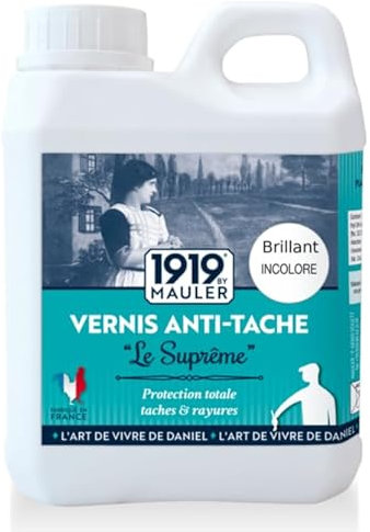 1919 BY MAULER - Vernis bois et peinture Multisupport Le Suprême - Brillant Incolore - 1L - Anti-Rayure, Anti-Tache - PV Contact Alimentaire