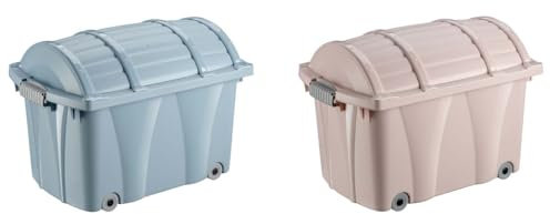 Solent Plastics Large Wheeled Lidded Pirate Chest Toy Box (Pink)