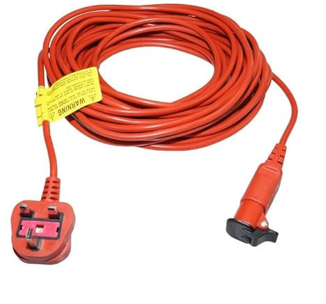 Masterpart 15 Metre Orange Main Power Cable Flex & Plug 2 Core Compatible With Bosch Rotak Lawnmowers