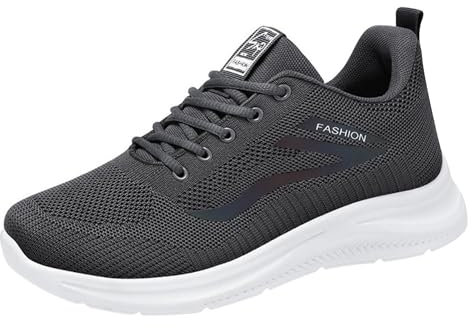 Mens Trainers Size 9.5 UK Toe Cap Work Boots Fashion Spring and Summer Men Sports Shoes Flat Bottom Lightweight Mesh Breathable Slip On Comfortable Jacks Shoes Softfeel Work Trainer Shoes (Grey, 7)