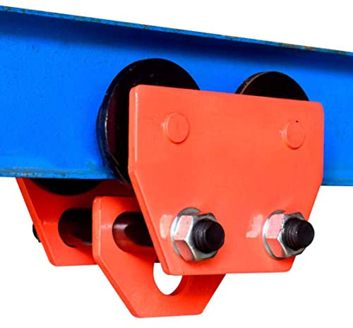 TRSGD Heavy Duty Manual Trolley 1 Ton/2200lbs Capacity Adjustable Flange Width 2.7-3.3'', Dual Rollers Push Beam Trolley Dual Axis Crane Hoist, for Warehouse Wharf Garage