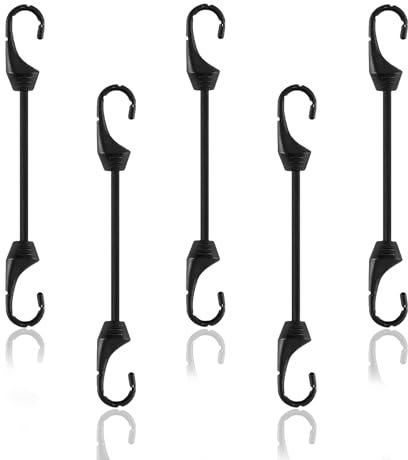 Confezione da 12 Cavi Elastici di Fissaggio, Elastico con Gancio da 15 cm, Piccole Corde Elastiche con Ganci per Biciclette, Bagagli, Carico, Campeggio All'aperto (Nero)