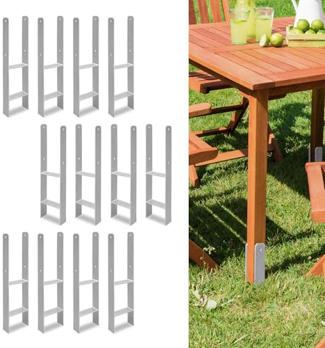 Jiubiaz Juego de 12 anclajes para postes en H de 101 x 600 mm, soportes en H para postes de valla y madera, anclajes en H robustos para vallas de jardín, garajes, cenadores y proyectos de construcción