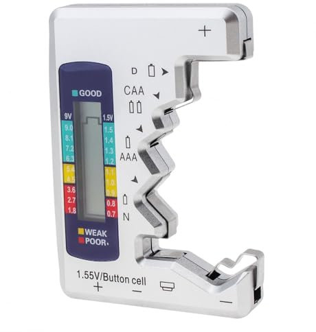 Smgda Testeur de batterie, testeur de niveau de capacité de batterie numérique universel pour piles bouton C D N AA AAA 9 V 1,5 V petites piles avec écran LCD sans charge