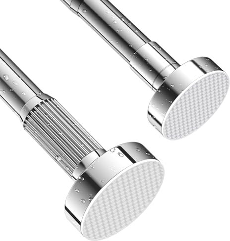 FeinKulturia Duschvorhangstange Ohne Bohren Edelstahl SUS304 Gardinen Spannstange Ausziehbar von 70 bis 120cm Verbessert Vorhangstange Rostfrei-Rutschfest Durchmesser 25mm Klemmstange Kleiderstange