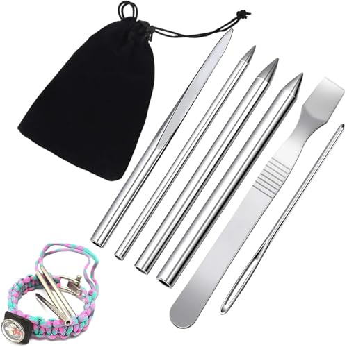 6 Pcs Set Cuciture Paracord,Acciaio Inox Paracord Allacciatura Aghi,Ago Da Cucito In Pelle,Aghi Paracord Di Diverse Dimensioni,Adatto Per Intreccio Di Paracord E Pelle,Argento