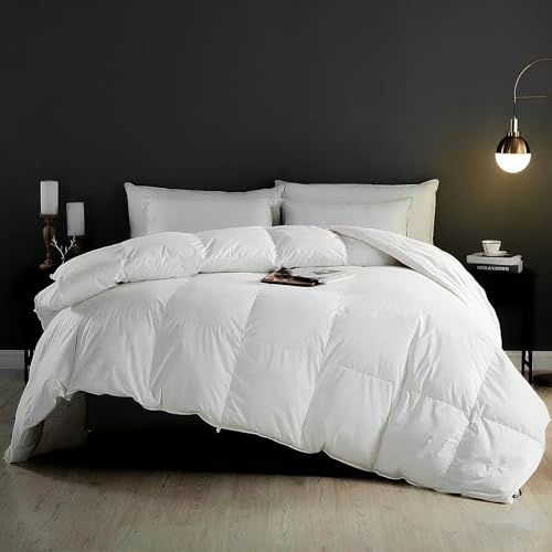 KUSNUG Couette d'hiver, Housse 100% Coton Bio, garnissage 10% Duvet et 90% Plumes, 2 Personnes Couettes pour Hotel de Luxe Anti Acariens Oeko-TEX et RDS 200 × 200 cm