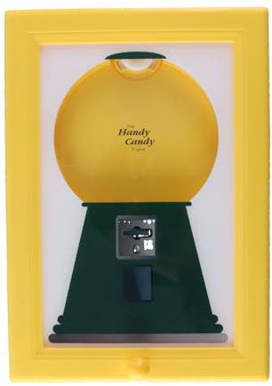 Gutol Distributore di caramelle con cornice per foto,distributore di gomme da masticare interattivo da parete,distributore di snack per cucina e ufficio con divertente cornice per foto gialla