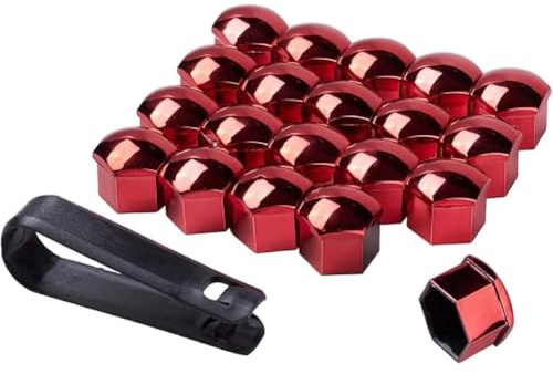 per Hyundai i20 Copridadi Ruota Esagonali Auto 20 Pezzi, Copri Dado Tappi Bulloni Antifurto Pneumatici Tappi a Vite Set Accessori,D/Red-B/19mm