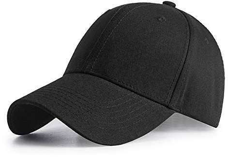 HGDGears Plain Baseball Cap Snapback for Men - Classic 6 Panel Adjustable Sport Casual Sun Visor Hat (Black)