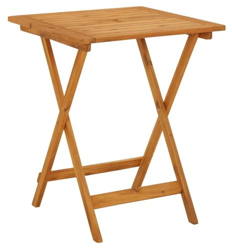 vidaXL Mesa Plegable de Jardín Auxiliar Patio Terraza Bistró Bar Restaurante Cafetería Intemperie Duradera 60x60x75 cm Madera Maciza de Acacia