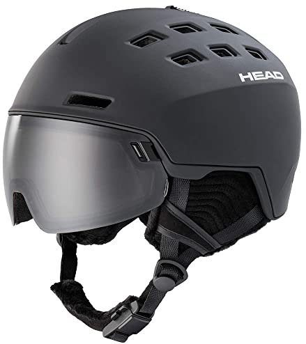 HEAD Skihelm Radar 5K Black + Spare Lens Herren Ski Helmet Skihelme Snowboardhelm mit Visier Wintersport Schutzhelm Winter M/L (56-59 cm) j21