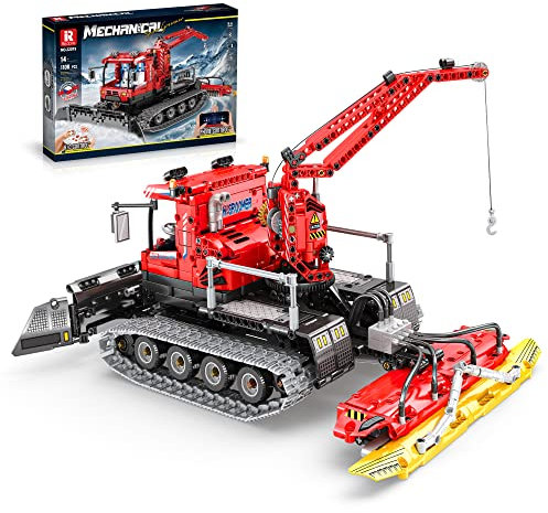 Reobrix 22019 Technique Chasse-Neige Briques de Serrage MOC Véhicule de déneigement Kit de modélisation avec 4 Moteurs, 1100 pièces Jeu de Construction Jouets Multifonctionnels