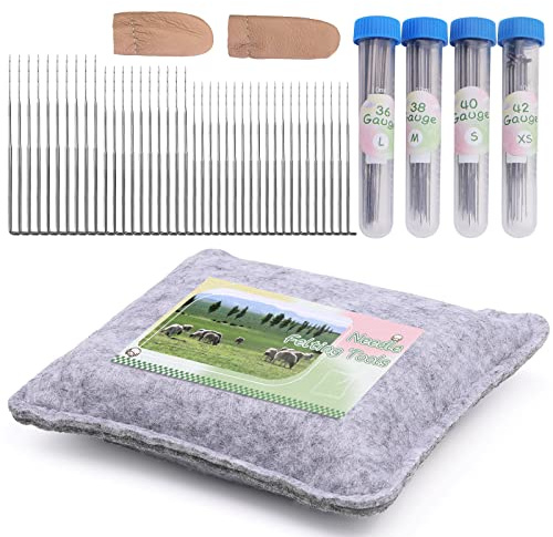 Benlay Kit de 82 herramientas de fieltro de lana, agujas de fieltro, herramientas para fieltrar en seco, almohadilla de fieltro de aguja, 80 agujas, agujas de fieltro, agujas de fieltro de 4 tamaños y
