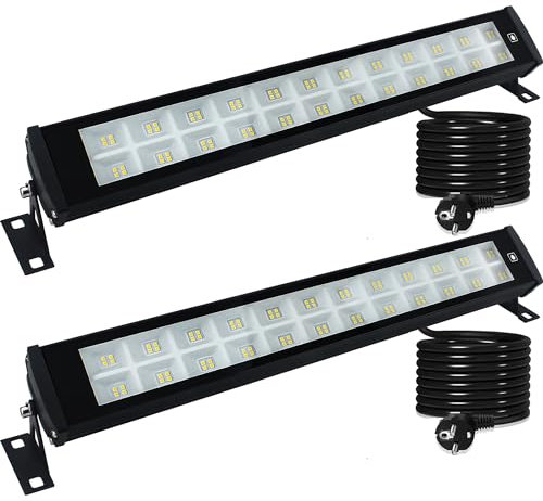 Indmird LED Strahler Außen 50W, 2 Stück 50000LM LED Wallwasher 3000K Warmweiß led Scheinwerfer IP66 Wasserdicht Außenstrahler Baustrahler Led Flutlicht für Garten Innenhöfe Flur Türen Hotel